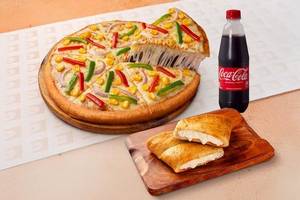 Garden Fresh Veggie Pizza + Cheesy Garlic Bread + Coke (475ml)