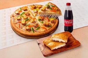 Tandoori Paneer Tikka Pizza + Cheesy Garlic Bread + Coke (475ml)