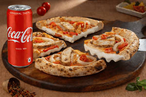 Flame Grilled Chicken Cheese Burst Pizza(4 Slice) + Coke Can