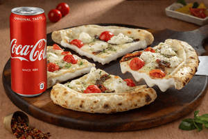 Creamy Burrata Cheese Burst Pizza(4 Slice) + Coke Can