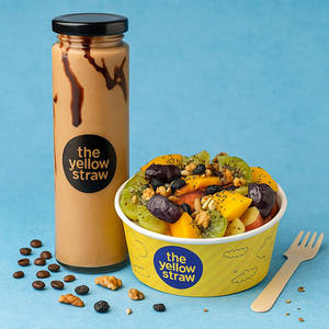 [28g Protein] Fruit & Nut Mix Salad + Choco Peanut Butter Shake