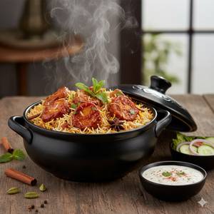 Veg Dum Biryani with Raita and Salad                                