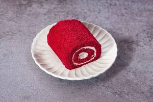 Red Velvet Yule Log Slice