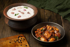 Curd Rice With Madurai Kozhi Chukka