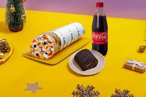 Cheese Baked Pizza Wrap (Veg) with Dessert and Coke