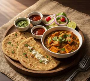 2 Paneer Paratha with Matar Paneer