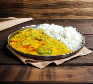 Kadhi pakoda with rice meal