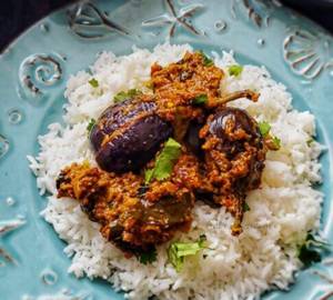 Gutti Vankaya+Bagara Rice