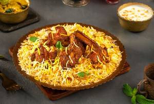 Mutton dum biryani [served 2-3] chicken [5 pieces]