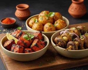 Tandoori Chaap + Tandoori Aloo + Mushroom Tikka