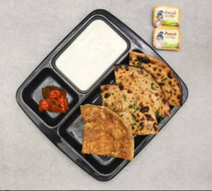 2 Aloo Pyaz Tawa Paratha With Dahi And Butter