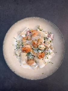 Grilled Prawns Rigatoni Alfredo