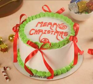 Christmas Special Red Ribbon Decoration Chocolate Brownie Cake