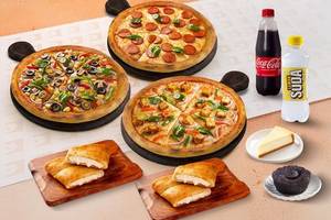 3 Pizza + 2 Garlic Bread + 2 Drink + 2 Dessert