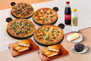 4 Pizza + 2 Garlic Bread + 2 Drink + 2 Dessert