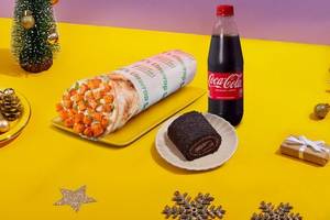 Veg Shawarma with Dessert and Coke.