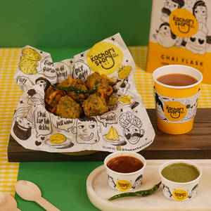 Palak Aloo Bhajia (6 Pieces) With Chai/coffee