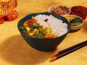 Stir Fried Vegetables Burmese Style Rice Bowl