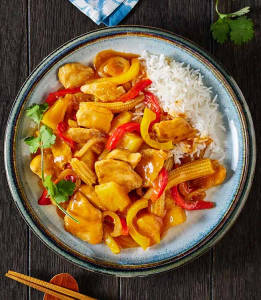 Fried Rice Sweet And Sour Chicken