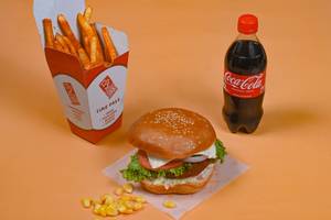 Cheese Corn Burger + Peri Peri Fries + Coke