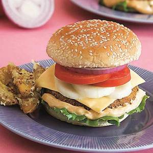 Triple Cheese Slice Veggie Delight Burger