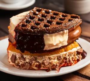 Triple chocolate waffle