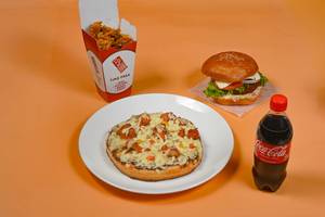 Chicken Pizza + Chicken Popcorn + Chicken Burger + Coke