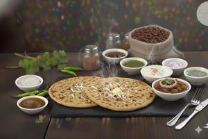 2 Paneer Paratha with Curd and Chole