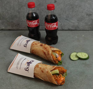Chicken Patty Kathi Rolls (2 Pcs) + 2 Cokes [250ml]