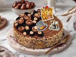 New Year Special Hazelnut Rocher Chocolate Cake