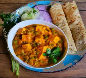 Paratha with matar paneer