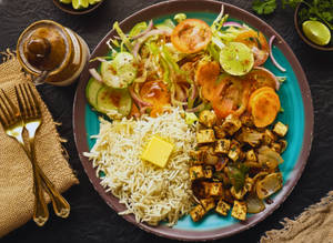 Diet Paneer With Rice & Veggies