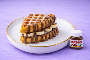 Nutella Swirled Banana Waffle