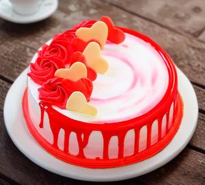 Eggless strawberry black forest cake