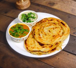 2 Lachha Paratha + Jeera Aloo