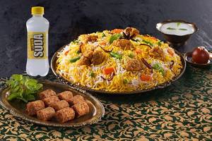 Subz Biryani with Falafel & Lemon Soda