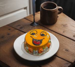 Eggless Mango Smiley Cake