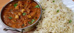 Mushroom Kaleji With Jeera Rice
