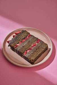 Gluten Free Dark Chocolate And Strawberry Cake Slice