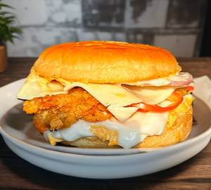 Crispy chicken cheese burger