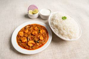 Prawn Thokku With White Rice [750 ml] With Curd [100 ml]