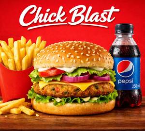 Veg burger + fries + soft drink [250 ml]