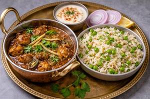 Mushroom Kaleji With Matar Pulao