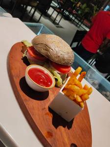 Grilled Exotic Vegetable & Cheese Burger