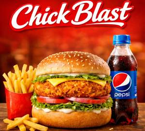 Chicken burger + fries + soft drink [250 ml]