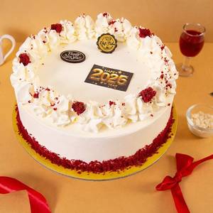 New Year Red Velvet Eggless Cake
