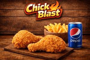 2 fried chicken + fries + soft drink