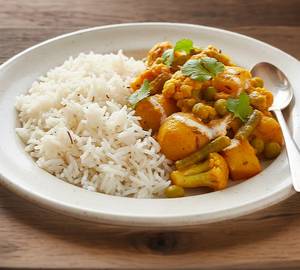 Plain Rice 1 Veg Curry And Curd