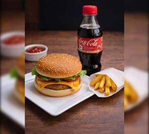 Veg Cheese Burger +French Fries+250 Ml Coke