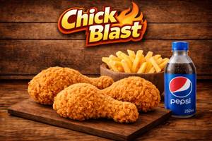 3 fried chicken + fries + soft drink